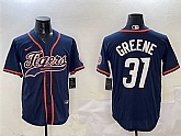 Men's Detroit Tigers #31 Riley Greene Navy With Patch Cool Base Stitched Jersey,baseball caps,new era cap wholesale,wholesale hats